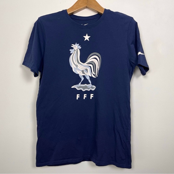 The Nike Tee Other - Nike Navy France 🇫🇷 National Team FFF Crest Blue Rooster Graphic Tee Size Large